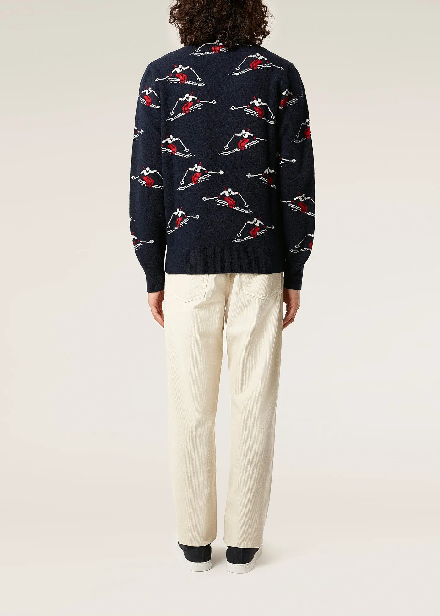 AARDEA NAVY BLUE JACQUARD SWEATER