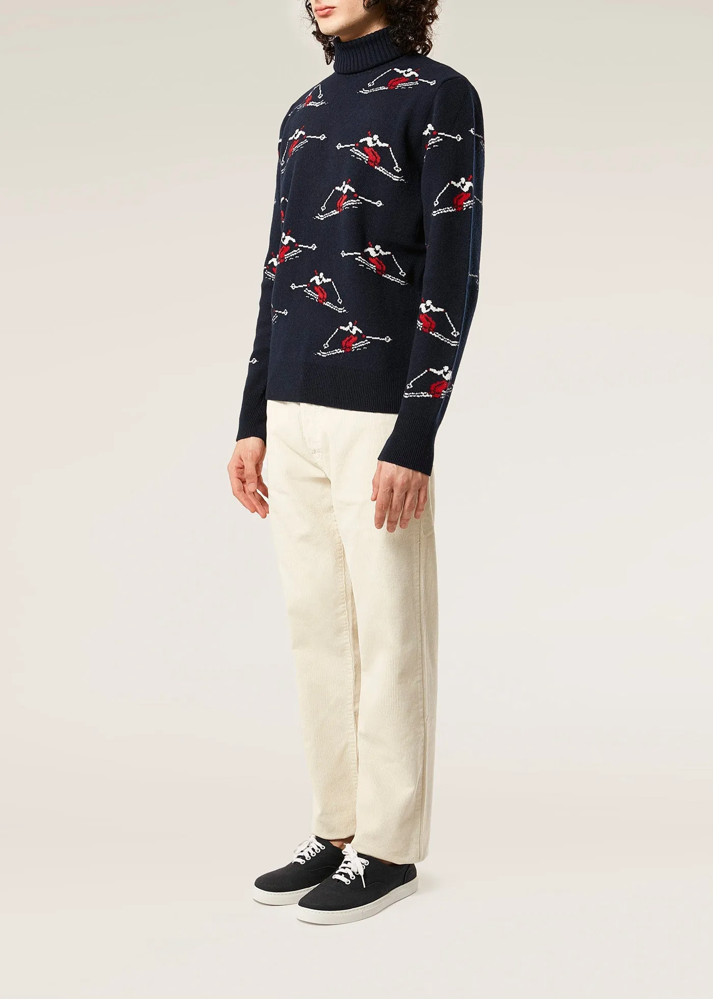 AARDEA NAVY BLUE JACQUARD SWEATER