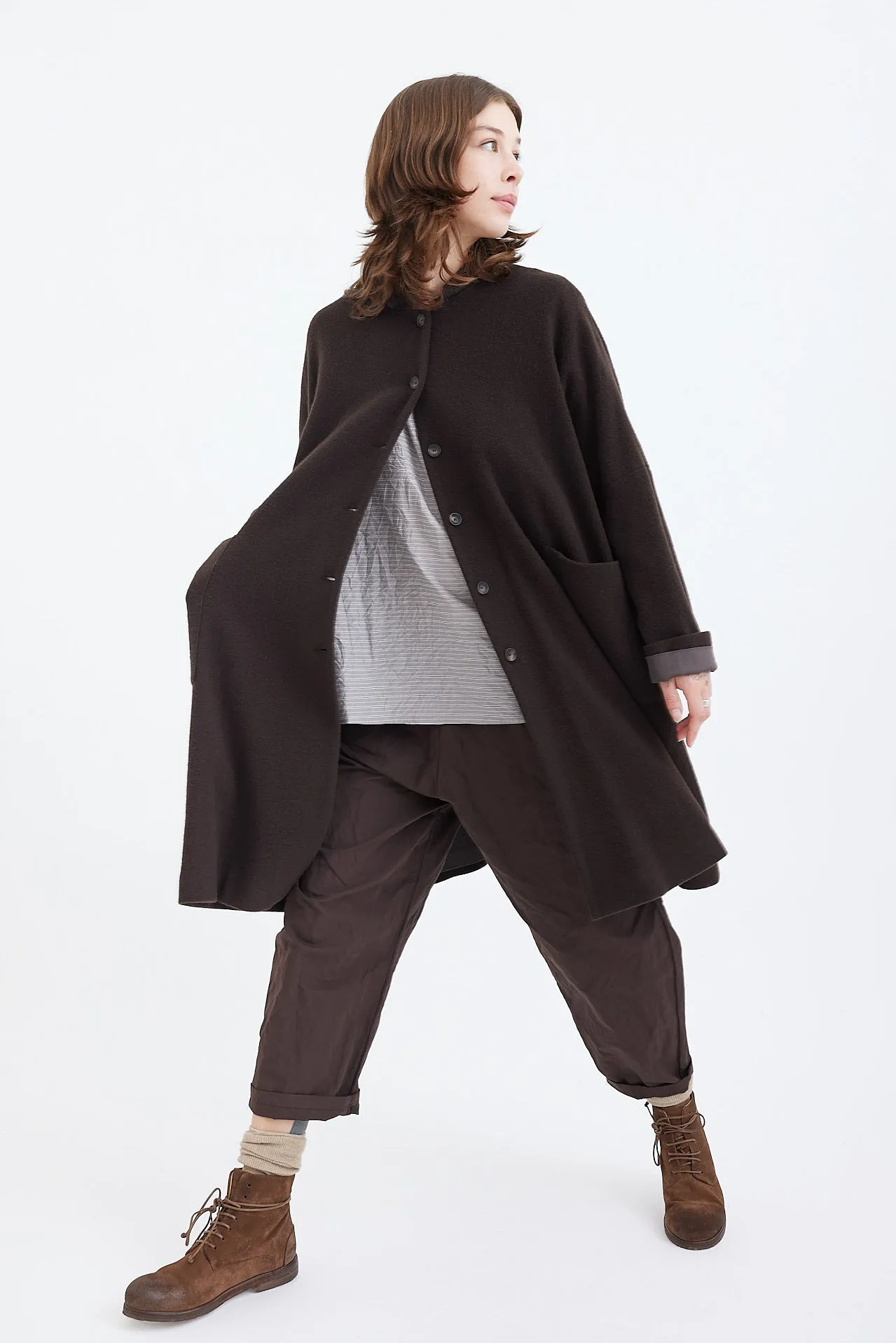 Apuntob Virgin Wool and Cashmere Blend Elegant Coat - Model P1738/TS722