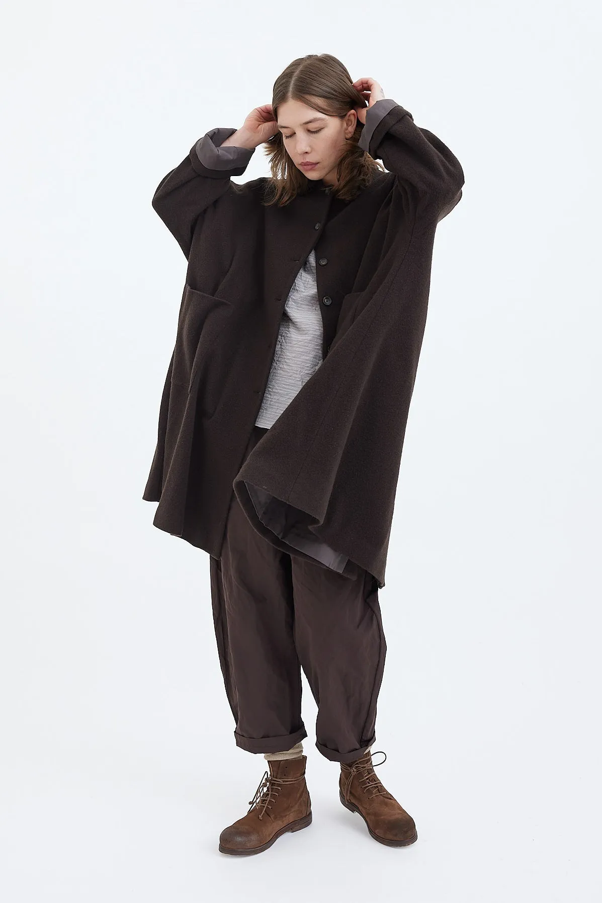 Apuntob Virgin Wool and Cashmere Blend Elegant Coat - Model P1738/TS722