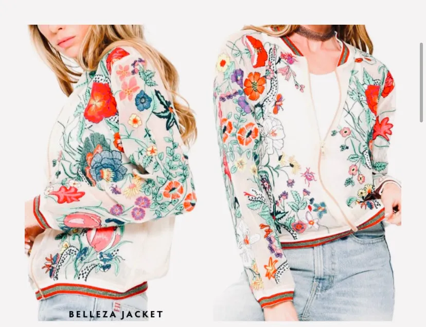 Elegant Belleza Embroidered Cream Jacket