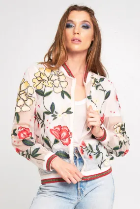 Elegant Belleza Embroidered Cream Jacket