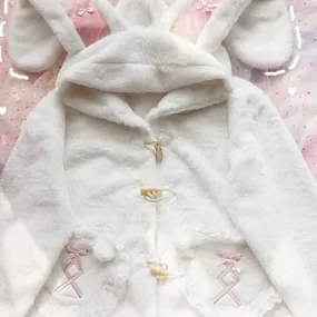 Charming Rabbit Ear Bow Adorned Plus-Size Coat