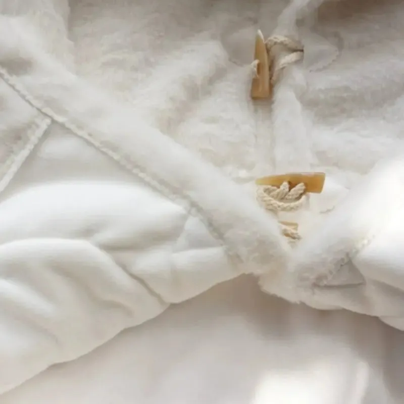 Charming Rabbit Ear Bow Adorned Plus-Size Coat