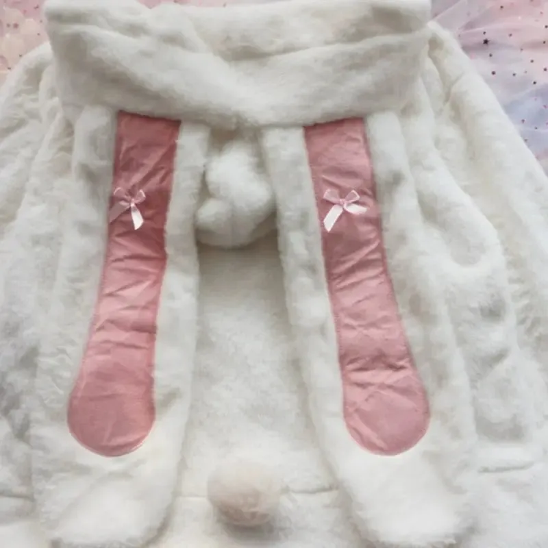Charming Rabbit Ear Bow Adorned Plus-Size Coat