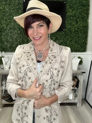 Floral Embroidered Blazer