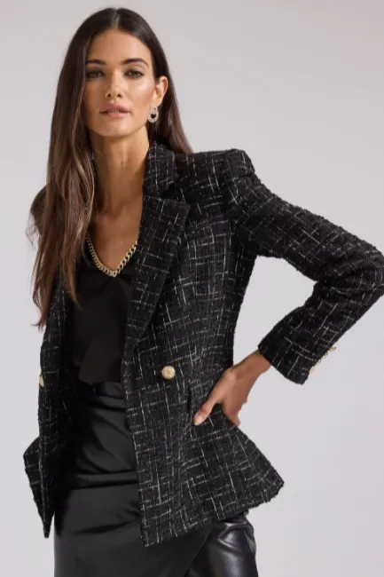Irene Chic Tweed Blazer for Women - Stylish Structured Jacket for Casual or Office Wear