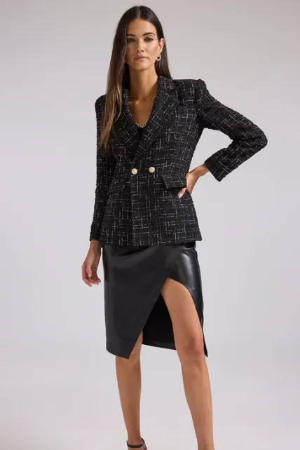 Irene Chic Tweed Blazer for Women - Stylish Structured Jacket for Casual or Office Wear