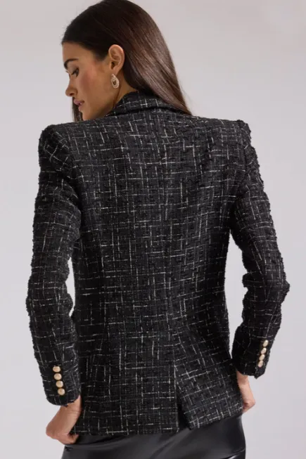 Irene Chic Tweed Blazer for Women - Stylish Structured Jacket for Casual or Office Wear
