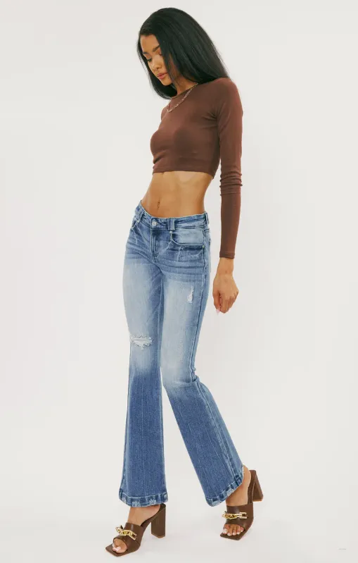 Womens Kairo Low-Rise Bootcut Jeans - Stylish Stretch Denim Pants