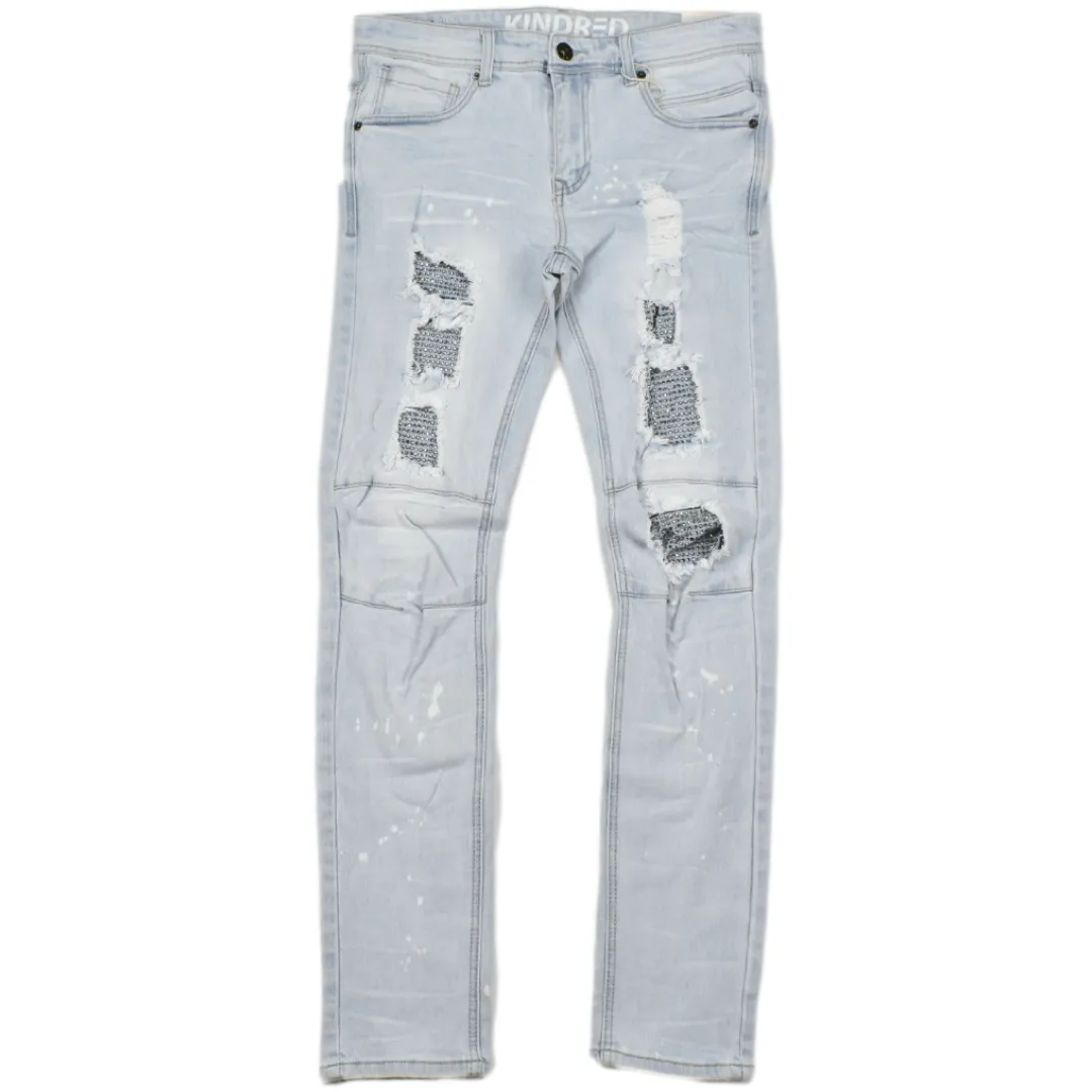 KIND RED SLIM FIT RHINESTONE JEANS SKY BLUE KD2008