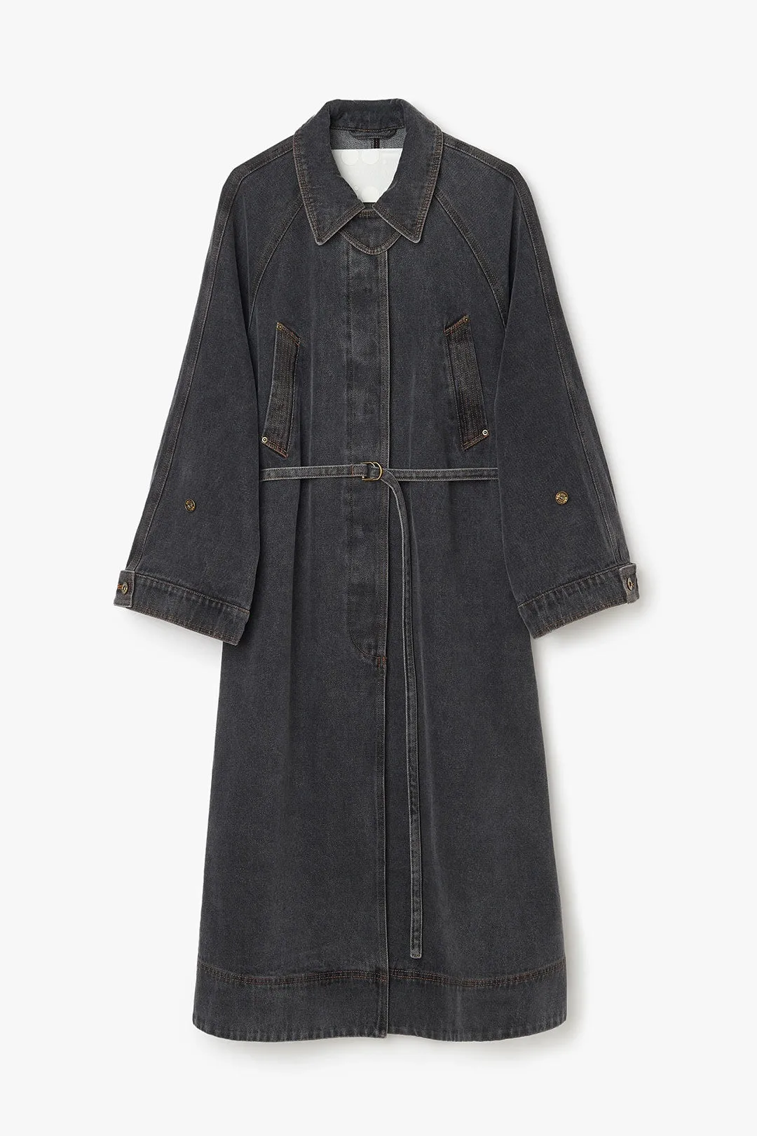 Long Denim Trench - Grey