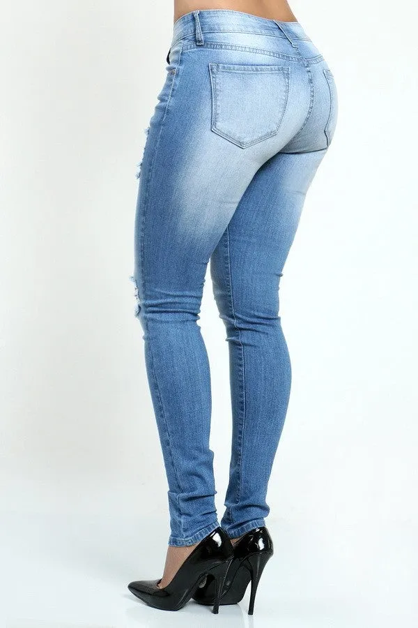 Mid Rise Distressed Jeans