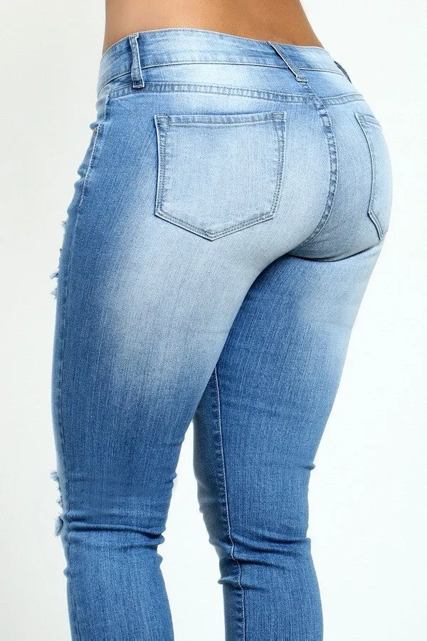 Mid Rise Distressed Jeans
