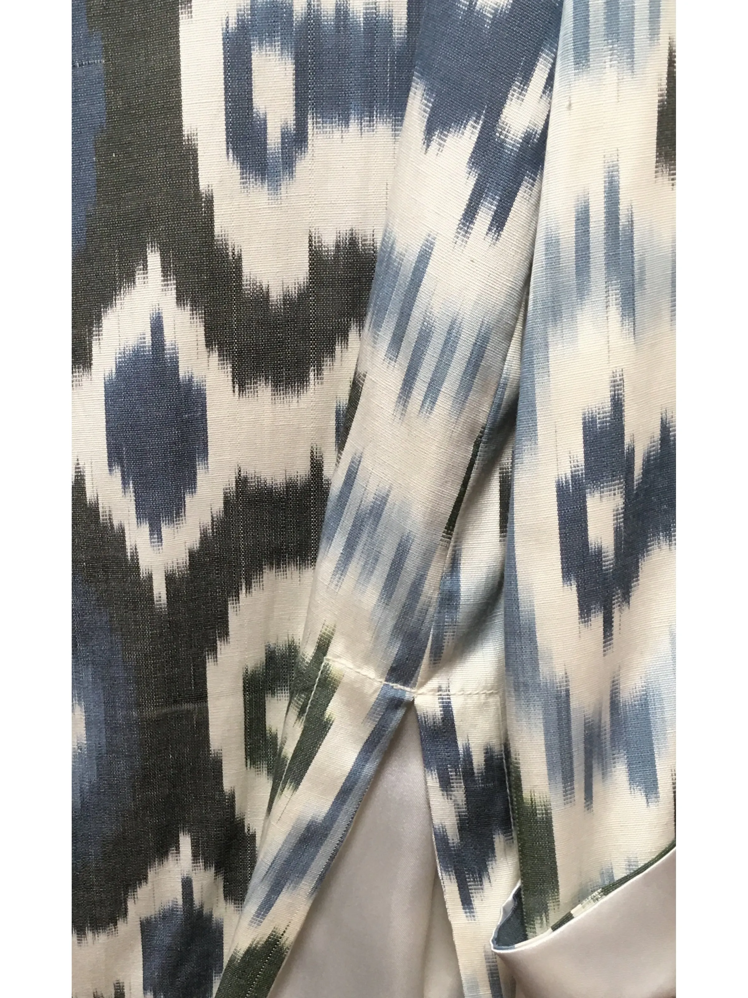 Versatile Reversible Ikat Coat in Blue and Grey