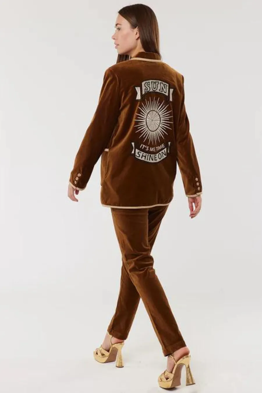 Simone Velour Blazer Brown
