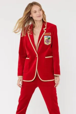 Simone Velour Blazer Red