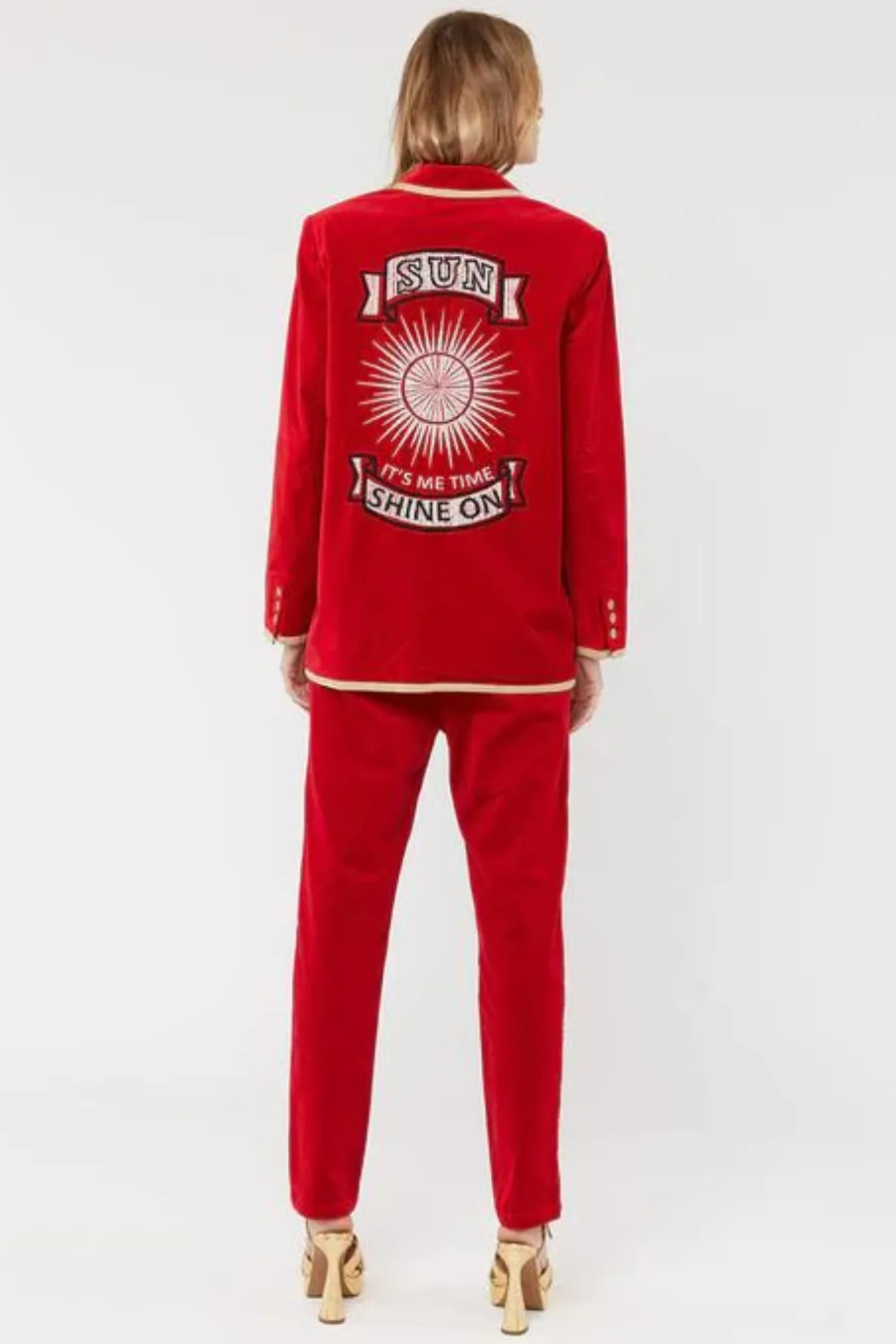 Simone Velour Blazer Red
