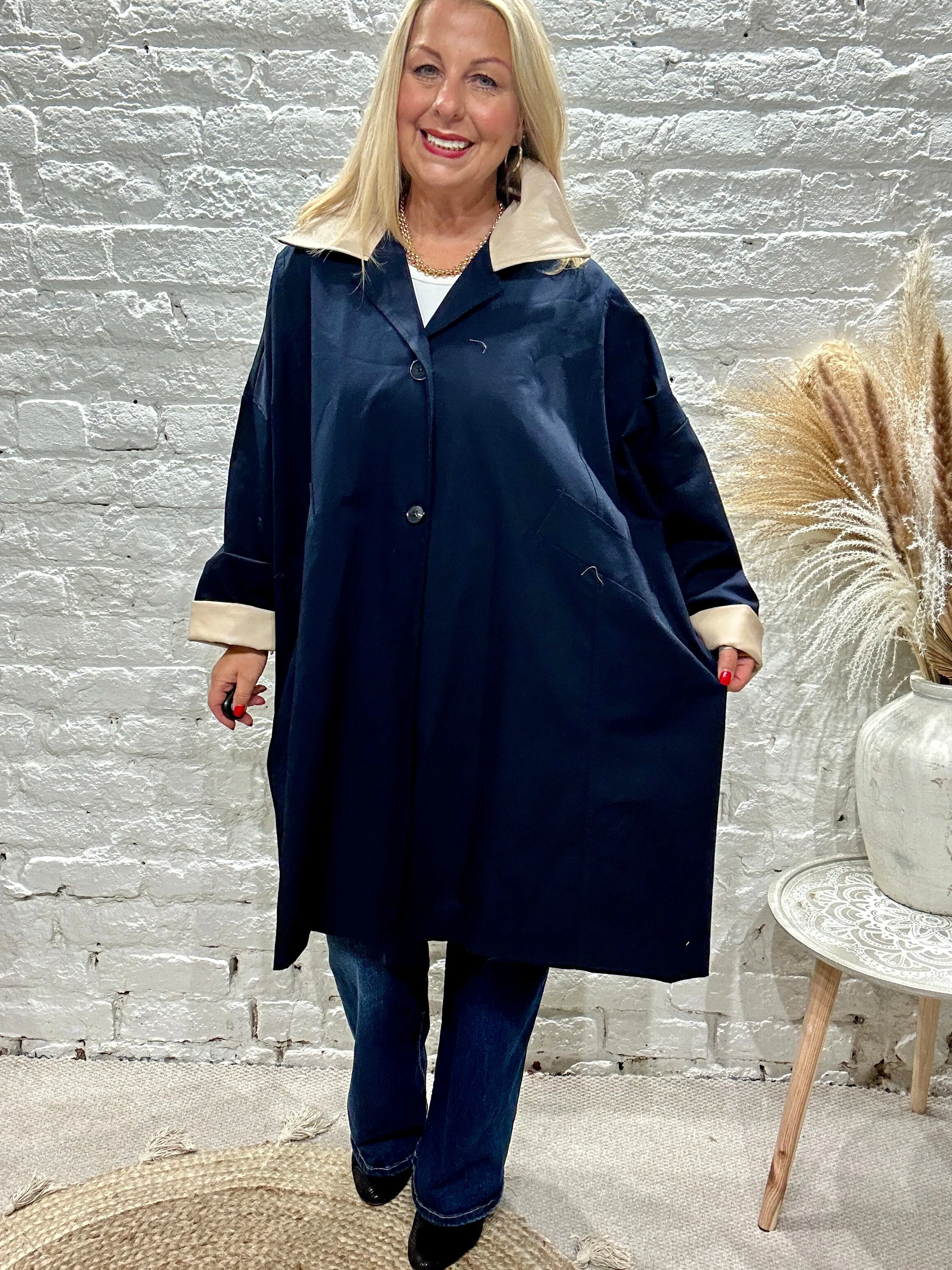 The Fisherman PU Collar Button Through Mac