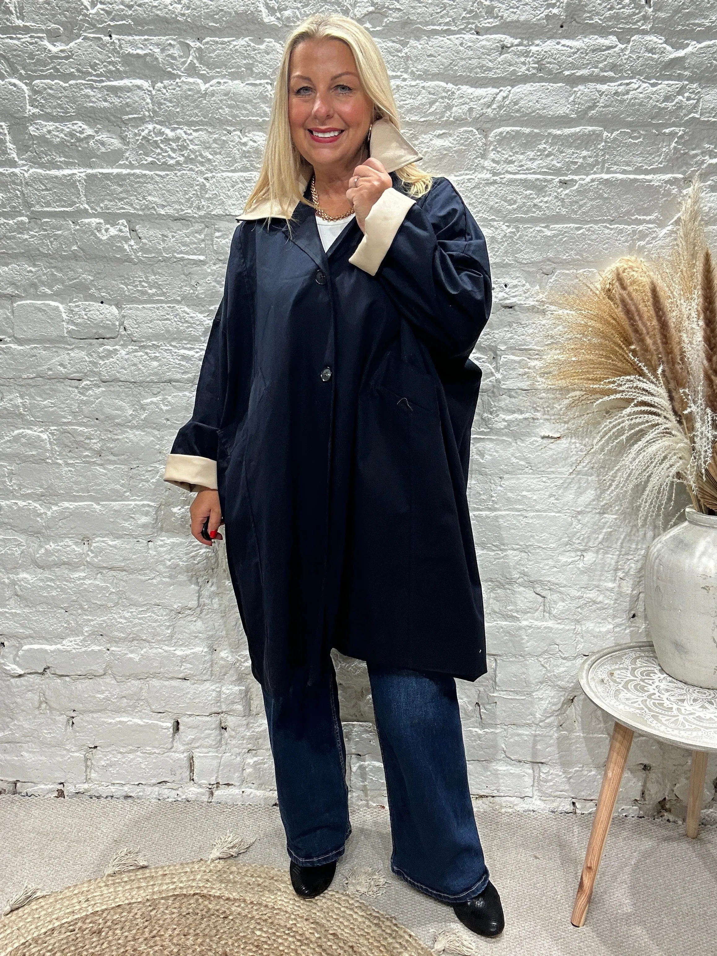 The Fisherman PU Collar Button Through Mac
