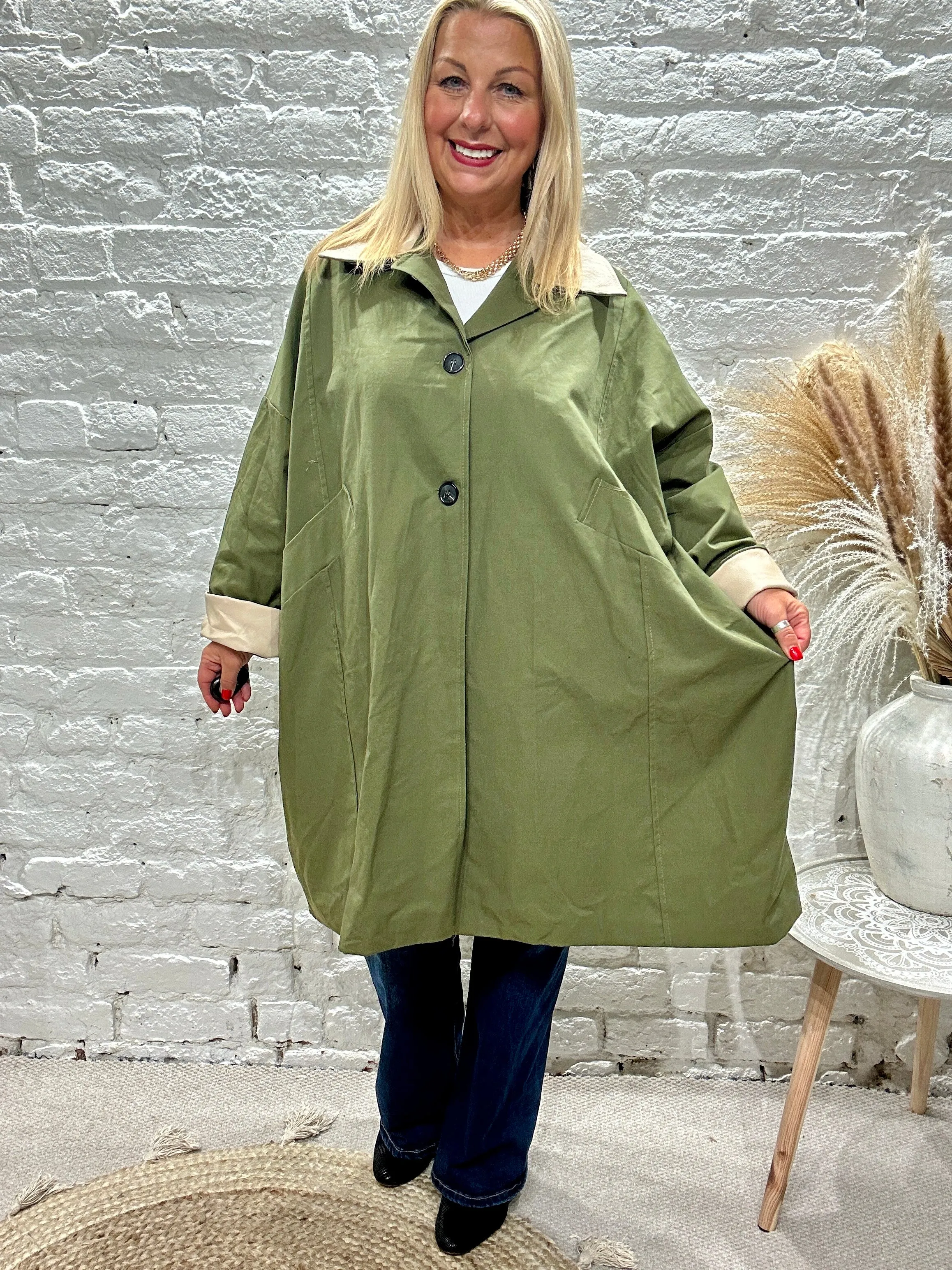 The Fisherman PU Collar Button Through Mac
