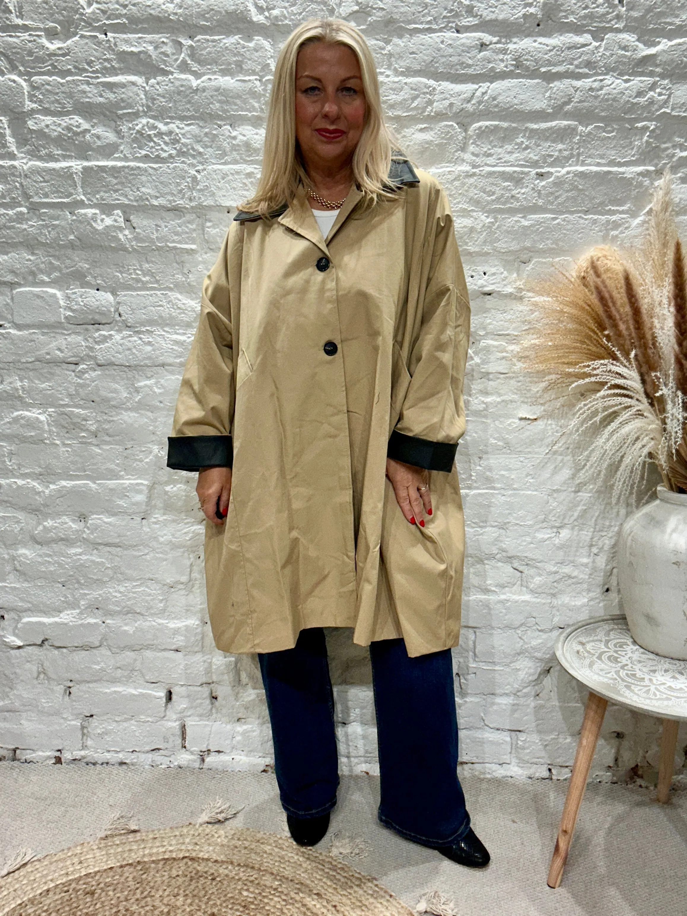 The Fisherman PU Collar Button Through Mac