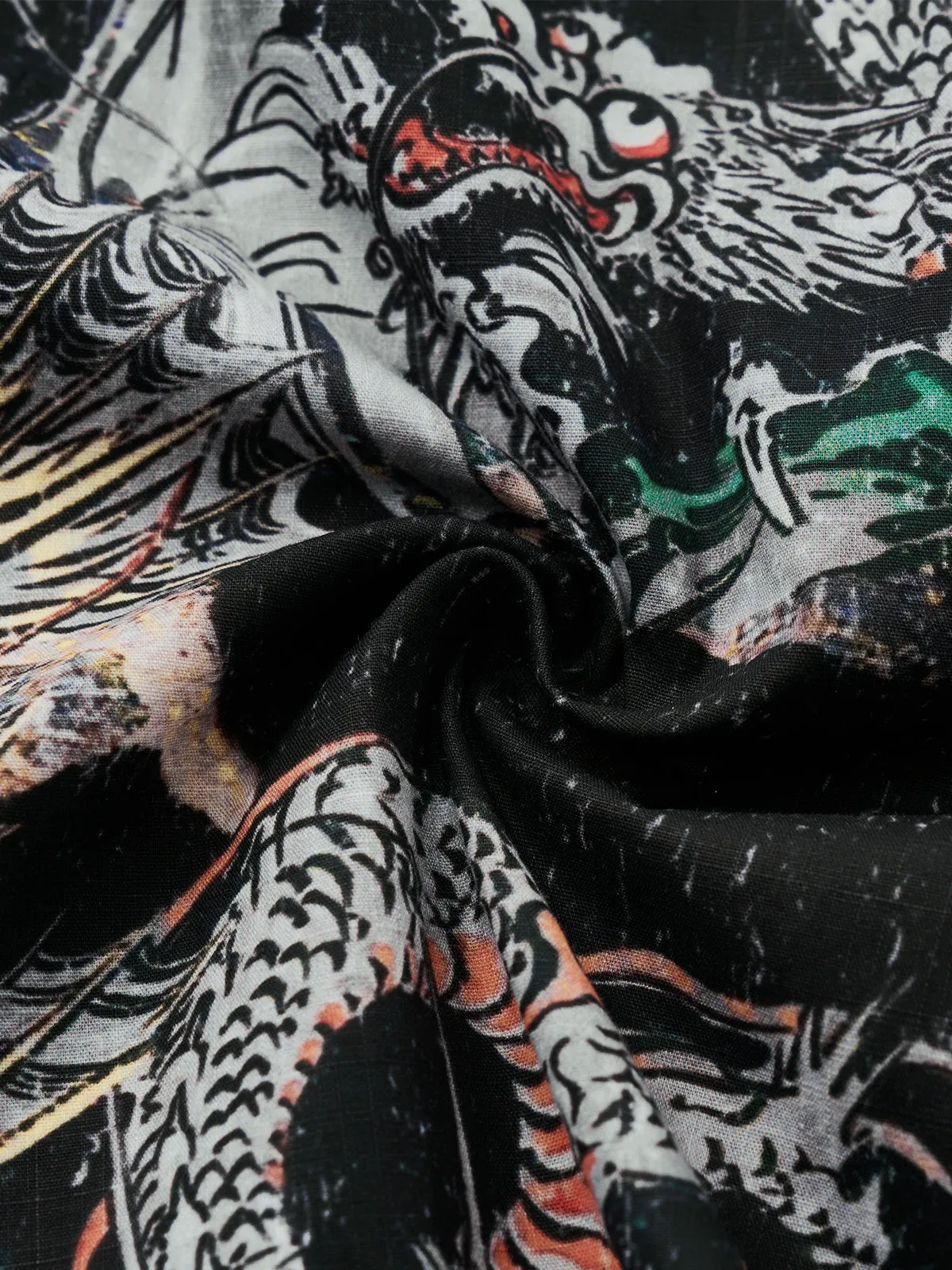 Utagawa Kuniyoshi-Inspired Dragon Art Cotton Shirt