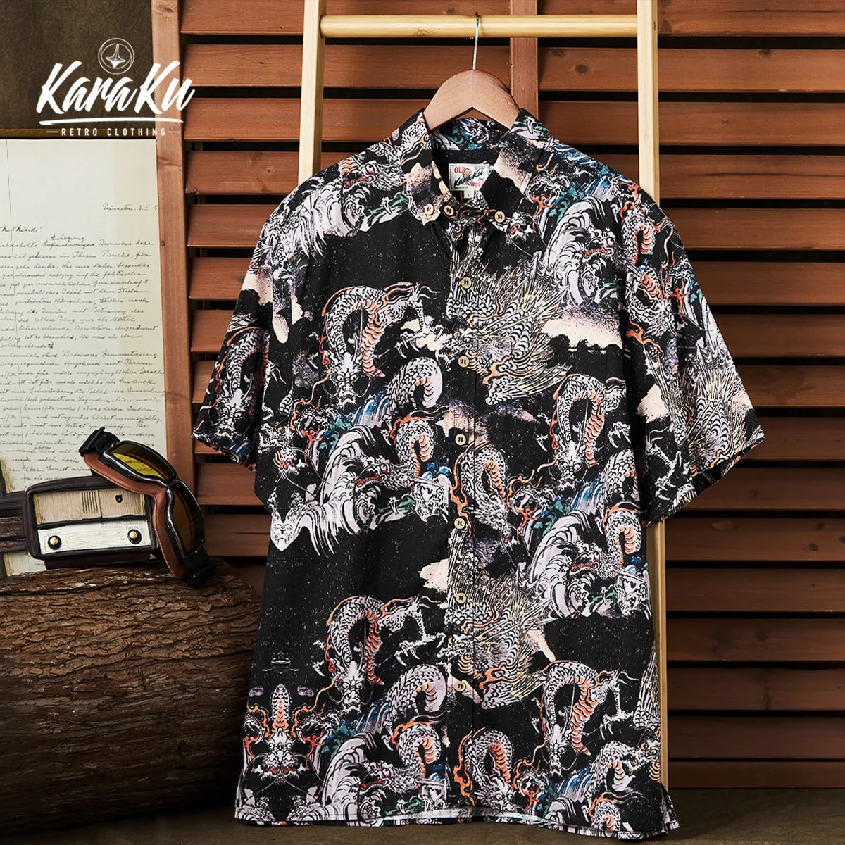 Utagawa Kuniyoshi-Inspired Dragon Art Cotton Shirt
