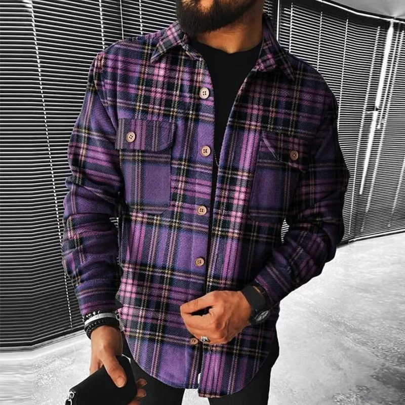West Louis Vintage Fashion Button Long Plaid Shirt