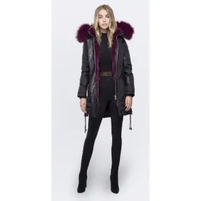 Nicole Benisti Womens Elegant Chelsea Coat in Black and Wine Color