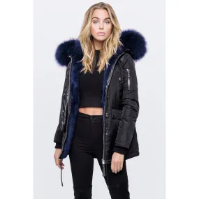 Stylish Nicole Benisti Womens Melrose Coat in Black/Blue Color