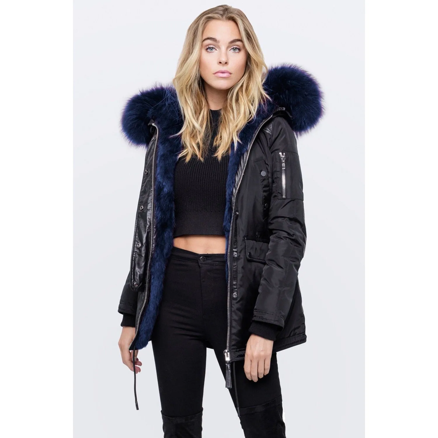 Stylish Nicole Benisti Womens Melrose Coat in Black/Blue Color