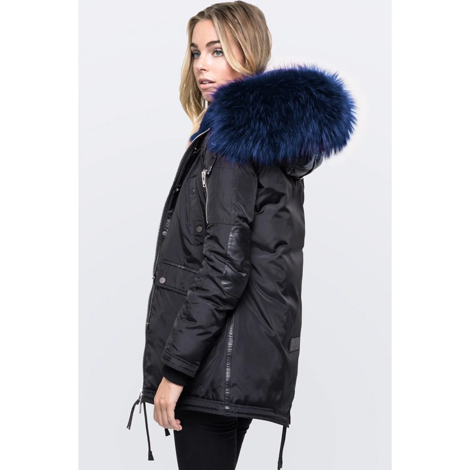 Stylish Nicole Benisti Womens Melrose Coat in Black/Blue Color