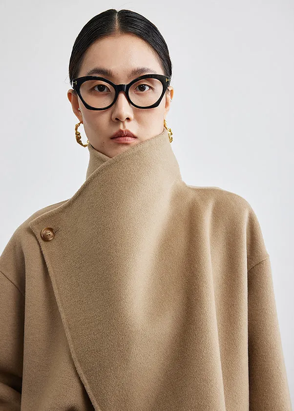 Wool Blend Spread Collar Coat