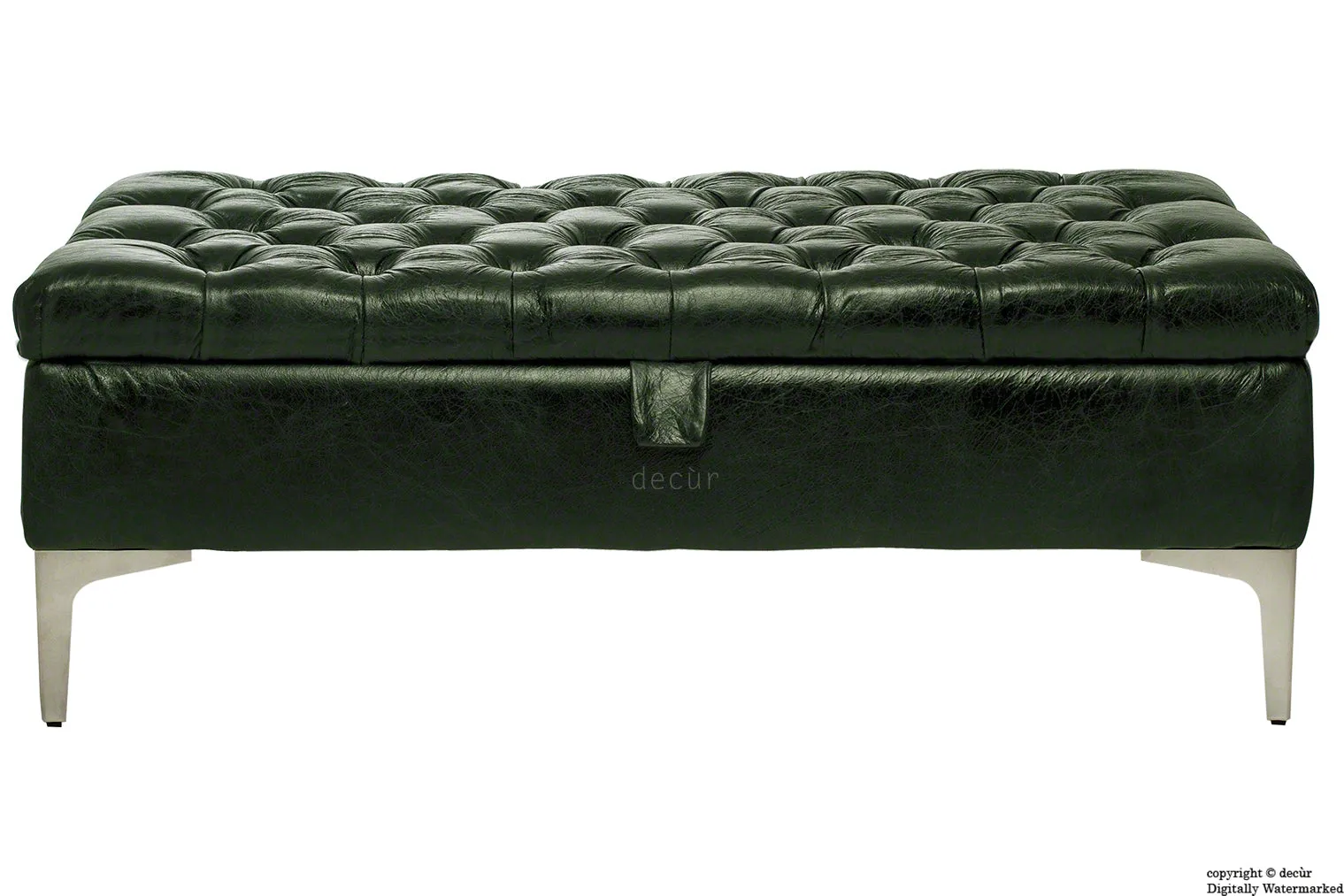 Wraith Leather Vintage Footstool - Absinthe