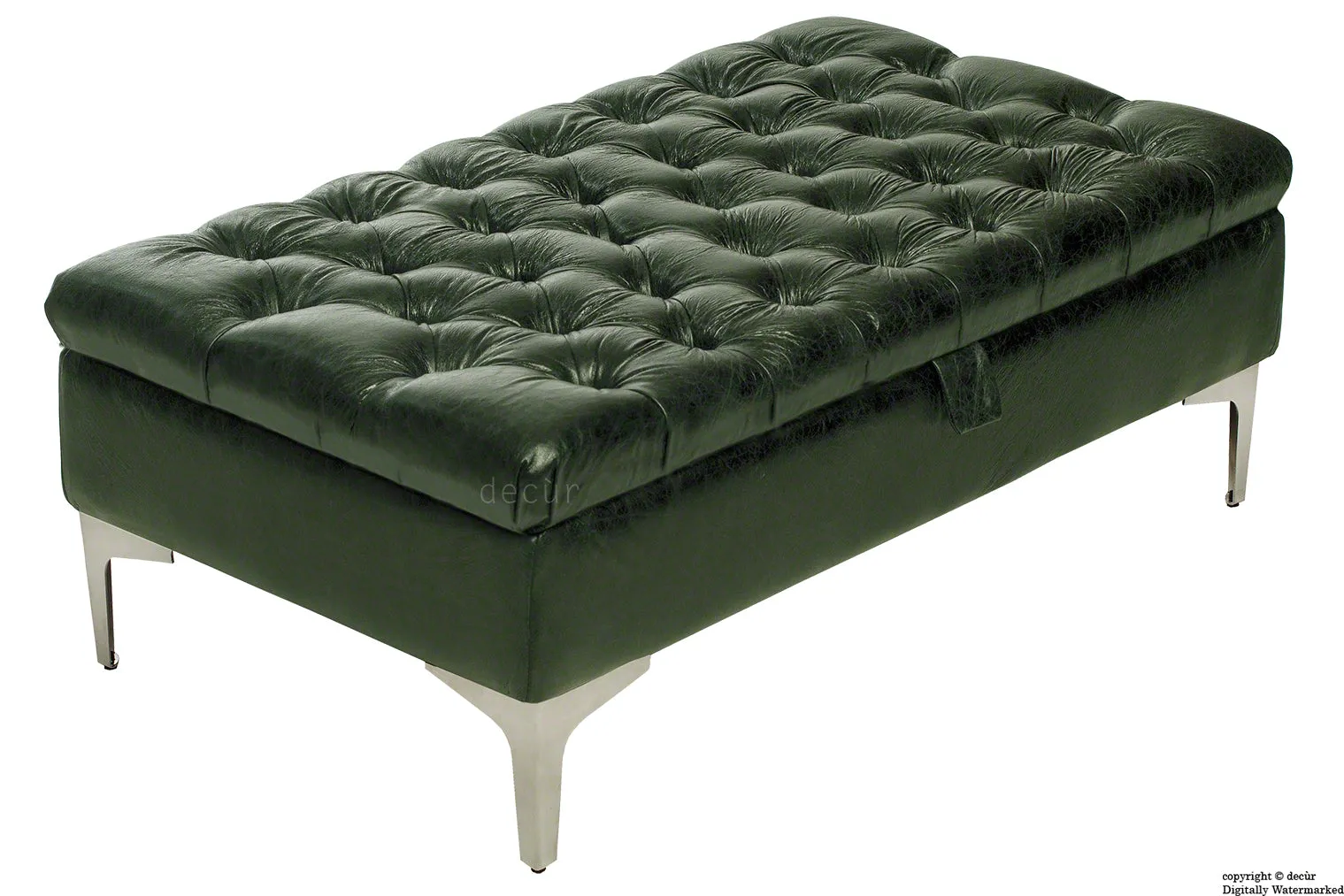 Wraith Leather Vintage Footstool - Absinthe