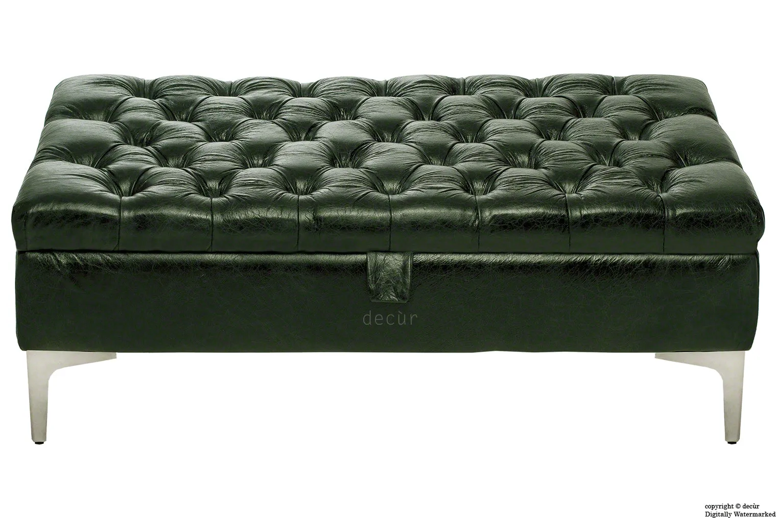 Wraith Leather Vintage Footstool - Absinthe
