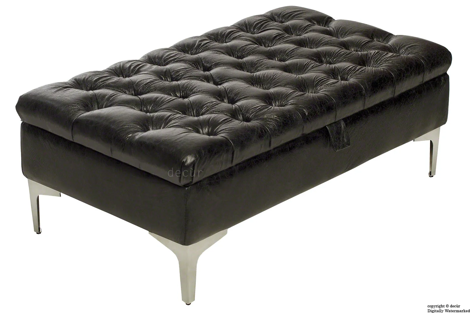 Wraith Leather Vintage Footstool - Black