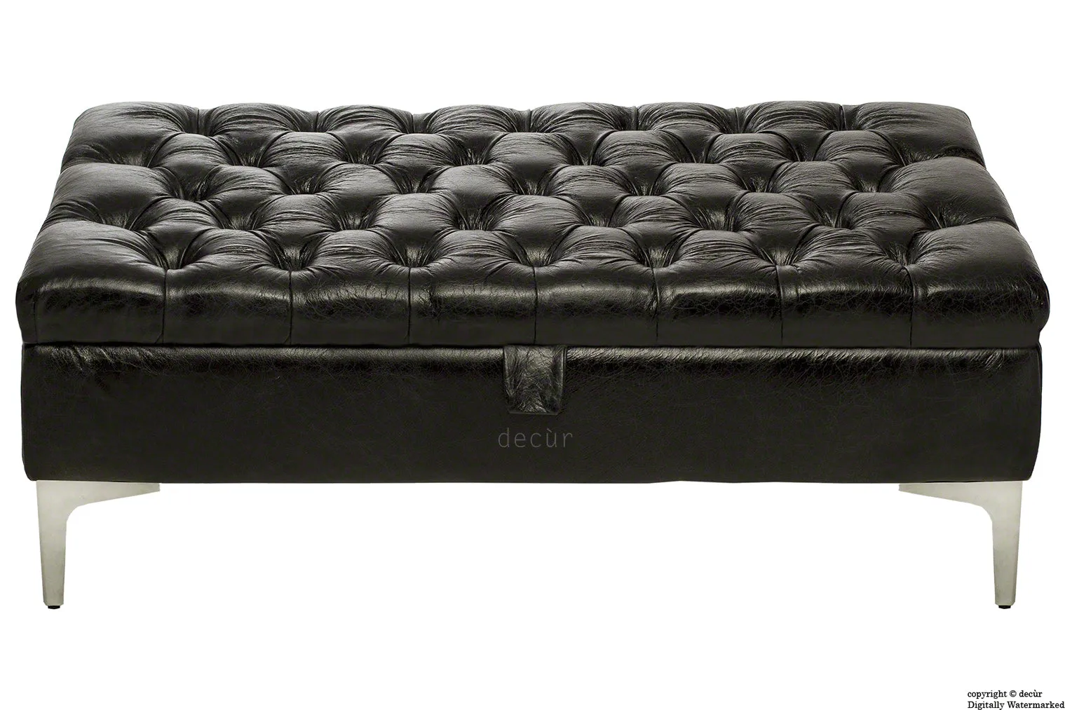Wraith Leather Vintage Footstool - Black