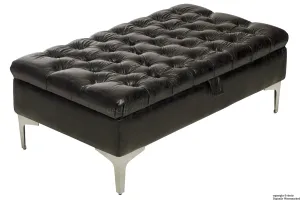 Wraith Leather Vintage Footstool - Black