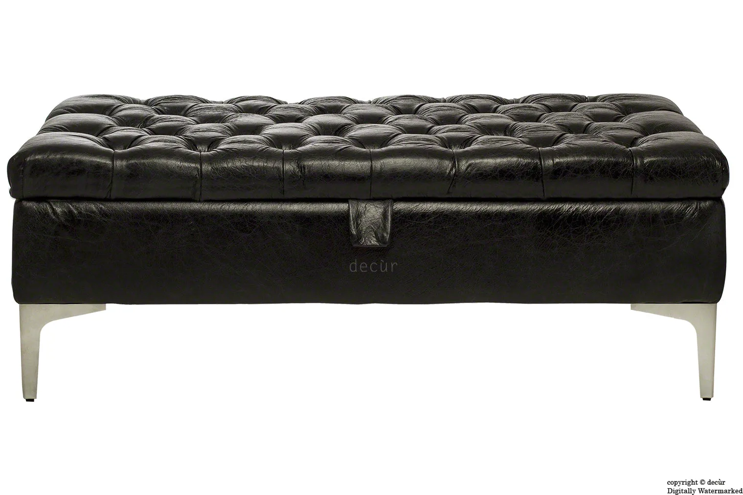 Wraith Leather Vintage Footstool - Black