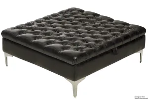 Wraith Leather Vintage Footstool Large - Black