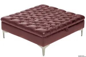 Wraith Leather Vintage Footstool Large - Bordeaux