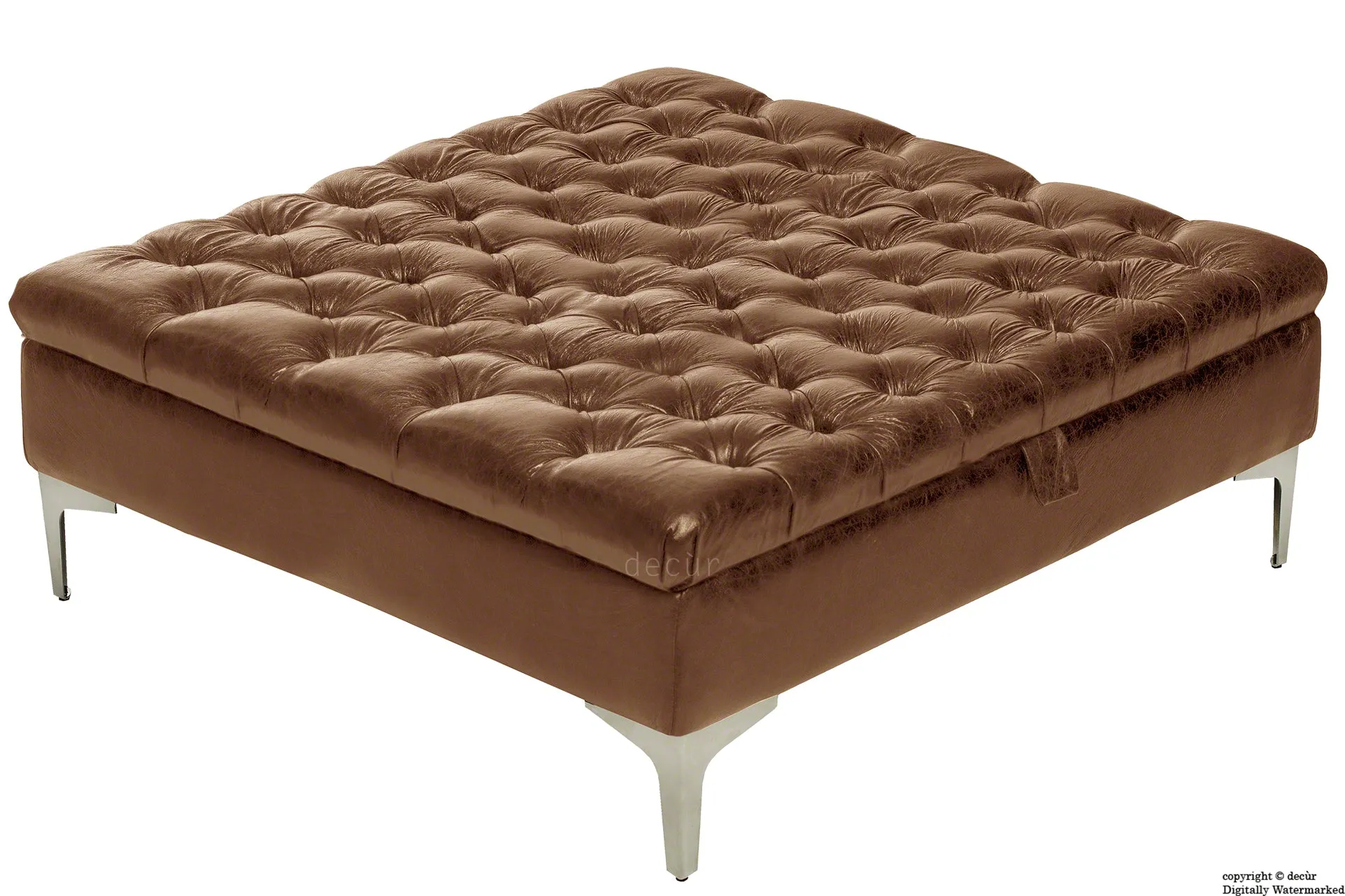Wraith Leather Vintage Footstool Large - Brown