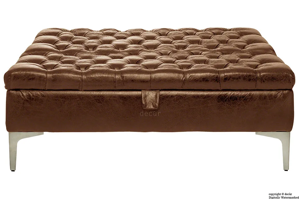 Wraith Leather Vintage Footstool Large - Brown